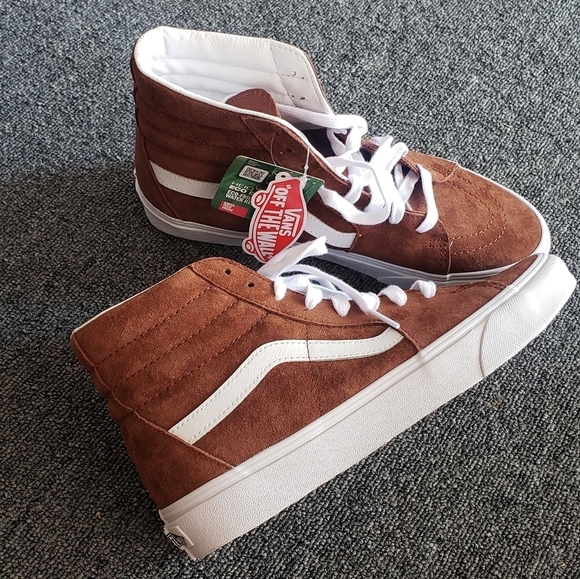 Vans UA SK8-Hi Pig Suede Sneakers Tortoise Shell, Tortoise  Vans Sk8-Hi Pig Suede Tortoise Shell Brown Sneakers NEW